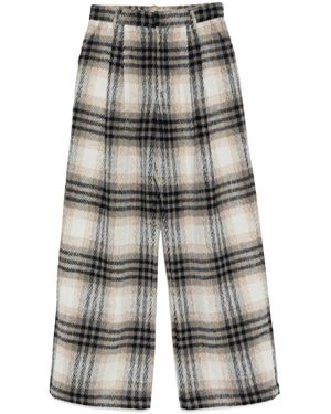 B+ AB Check Tucked Trousers - Grey