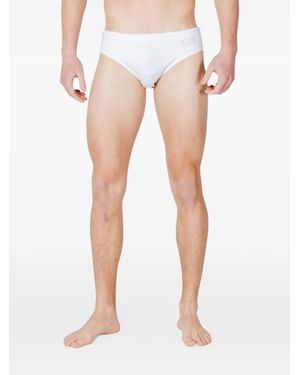 EA7 Logo-Print Swim Briefs - White