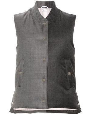 Thom Browne Chaleco con cuello de béisbol - Gris