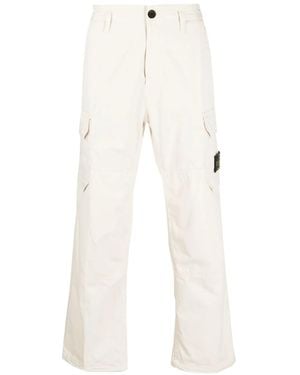 Stone Island Compass-Patch Cargo Trousers - White