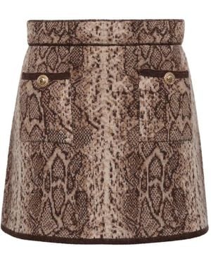 Cara Cara Dayton Snakeskin-Print Mini Skirt - Brown