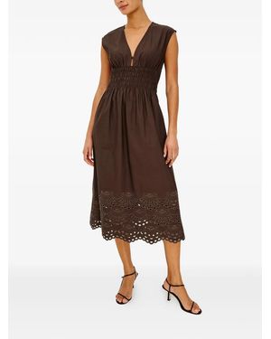 Rails Roxanne Eyelet-Embroidered Midi Dress - Brown