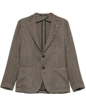 Tagliatore ヘリンボーン シングルジャケット - ブラウン