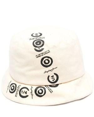 Comme des Garçons Logo-Print Cotton Bucket Hat - Natural