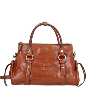 Miu Miu Tote Bag Mit Logo-Prägung Und Schnalle - Braun