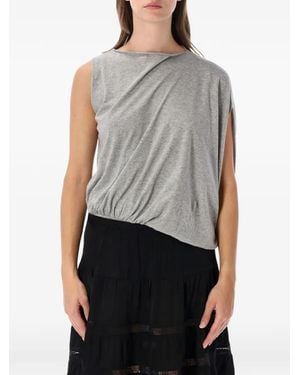 GIMAGUAS Asymmetric Draped Top - Grey
