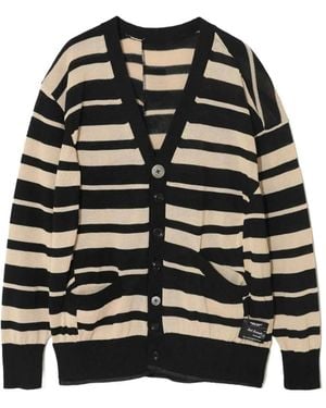 Undercover Gestreifter Cardigan Mit V-Ausschnitt - Schwarz