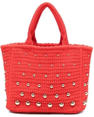 Sandro Stud-Embellished Tote Bag - Red