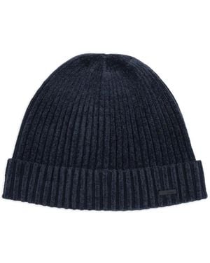 Rrd Velvet-Effect Ribbed Beanie - Blue