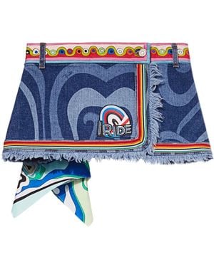 PUCCI Marmo-Print Denim Skirt - Blue