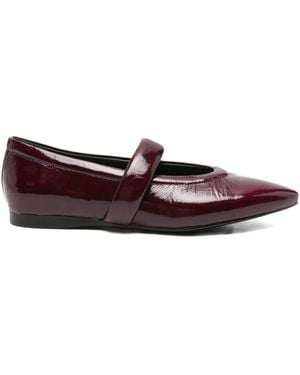 Evaluna Pointed-Toe Strap Ballet Flats - Brown