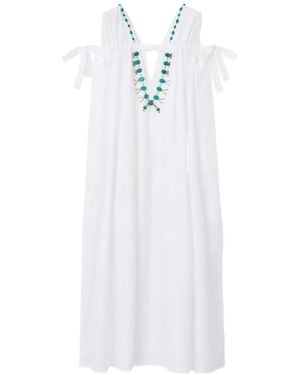 Fortela Stone V-Neck Dress - White