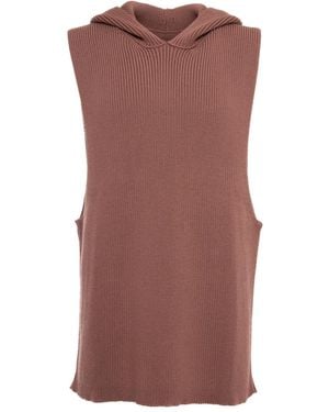 Rick Owens Ribbed Tank Hoodie - Brown