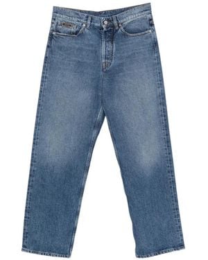 Moncler Logo-Patch Straight-Leg Jeans - Blue