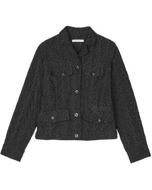 Cecilie Bahnsen Clover Begonia-Jacquard Fitted Jacket - Black