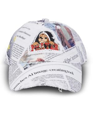 TRINITESTUDIO Newspaper-Print Baseball Cap - Grey