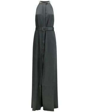 Tom Ford Sleeveless Long Dress With Halterneck And Front Belt - Green