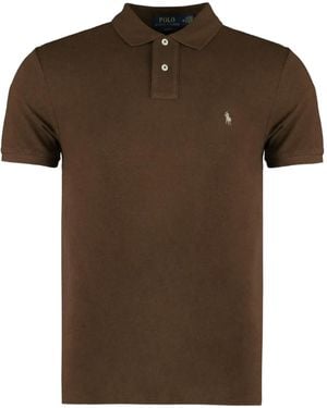 Polo Ralph Lauren Ribbed-Collar Polo Shirt - Brown