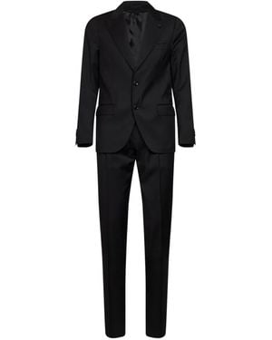 Lardini Peak-Lapel Virgin-Wool Suit - Black