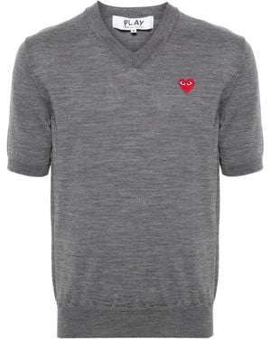 COMME DES GARÇONS PLAY Heart-Patch Wool Jumper - Grey