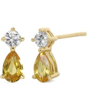 Anita Ko 18k Yellow Gold Violet Sappire And Diamond Stud Earrings - Metallic