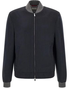 Brunello Cucinelli Cashmere Zip-Up Bomber Jacket - Blue
