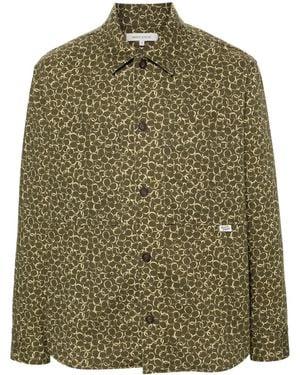 Maison Kitsuné Floral-Print Cotton Shirt Jacket - Green