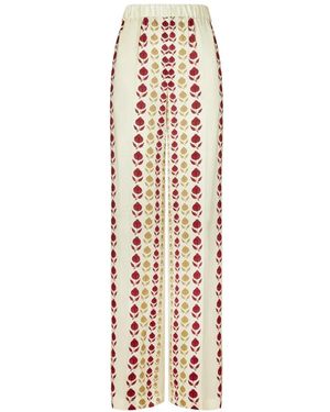 Tory Burch Printed Silk Pants - White