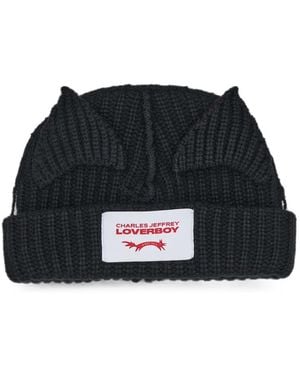 Charles Jeffrey Chunky Ears Ribbed Beanie Hat - Black