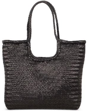 Dragon Diffusion Ns Diagonal Triple Jump Woven Leather Tote Bag - Black
