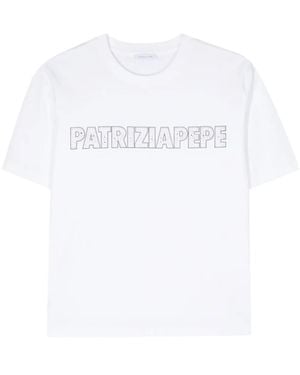 Patrizia Pepe Strass Logo T-Shirt - White