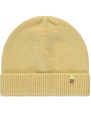 Herno Knitted Logo-Plaque Beanie Hat - Yellow