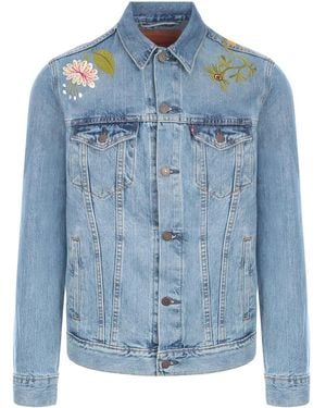 Levi's Floral Embroidered Denim Jacket - Blue
