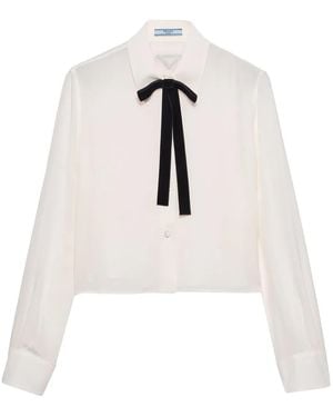 Prada Silk Pussybow Shirt - White