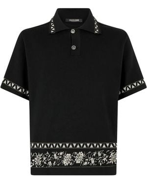Roberto Cavalli Polo Con Motivo Jacquard - Nero