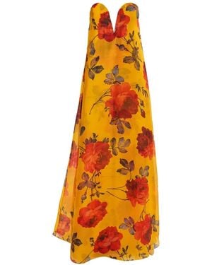 Carolina Herrera Robe Mit Rosenprint - Orange