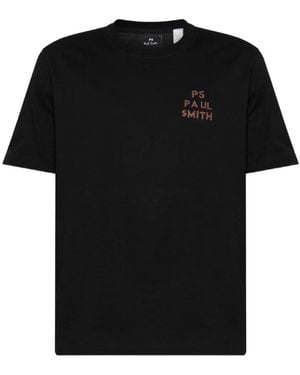 Paul Smith Logo-Print Graphic-Print T-Shirt - Black