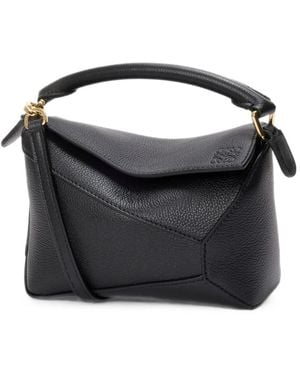 Loewe Puzzle Edge Mini-Tas Van Kalfsleer Met Handgreep - Zwart