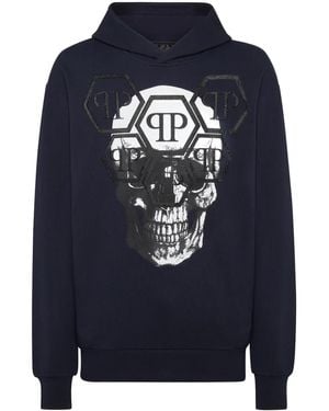 Philipp Plein Skull Long-Sleeve Hoodie - Blue