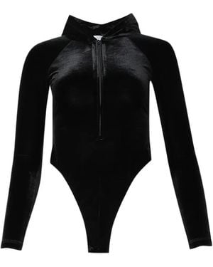 Vetements Velvet Hooded Bodysuit - Black