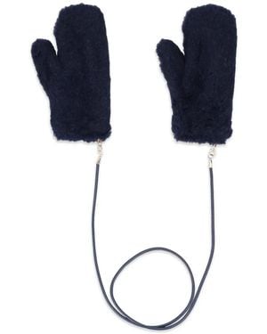 Max Mara Teddy-Texture Mittens - Blue