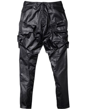 Julius Gasmask Coated Skinny Cargo Trousers - Black