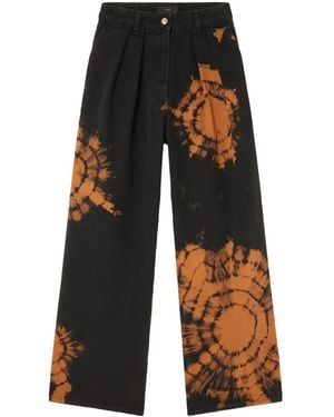 Alanui Abstract-Pattern Wide Leg Jeans - Black