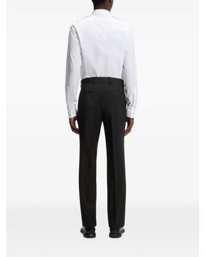 HUGO Pressed-Crease Belt-Loop Trousers - White
