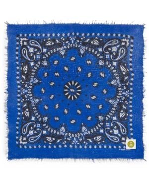 V von Goat Paisley-Print Frayed Bandana - Blue