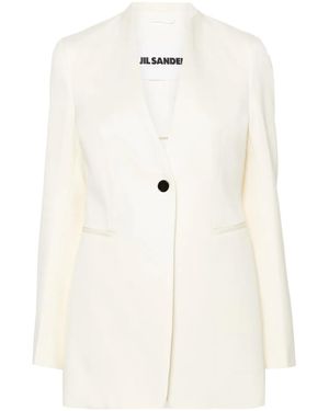 Jil Sander Single-Breasted Wool Blazer - Natural