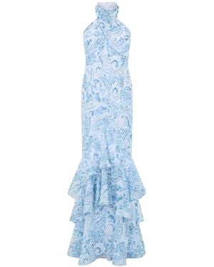Ralph Lauren Paisley-Print Ruffled Maxi Dress - Blue