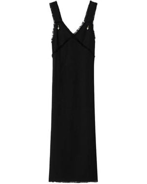 TOTEME V-Neck Raw Slip Dress - Black