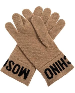 Moschino Logo-Detail Gloves - Brown