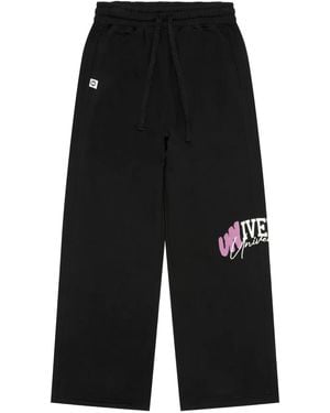 A Bathing Ape Embroidered-Logo Fleece Track Pants - Black